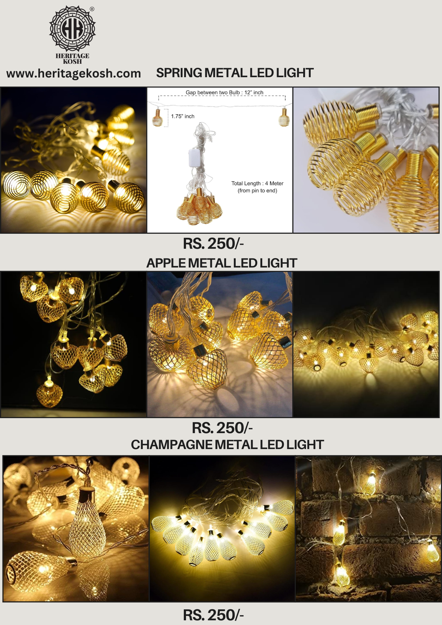 Metal Spring LED String Lights