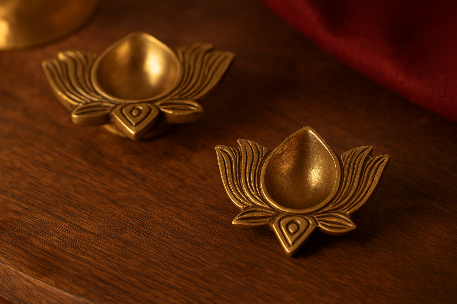 Brass Kamal Diya (Set of 4)