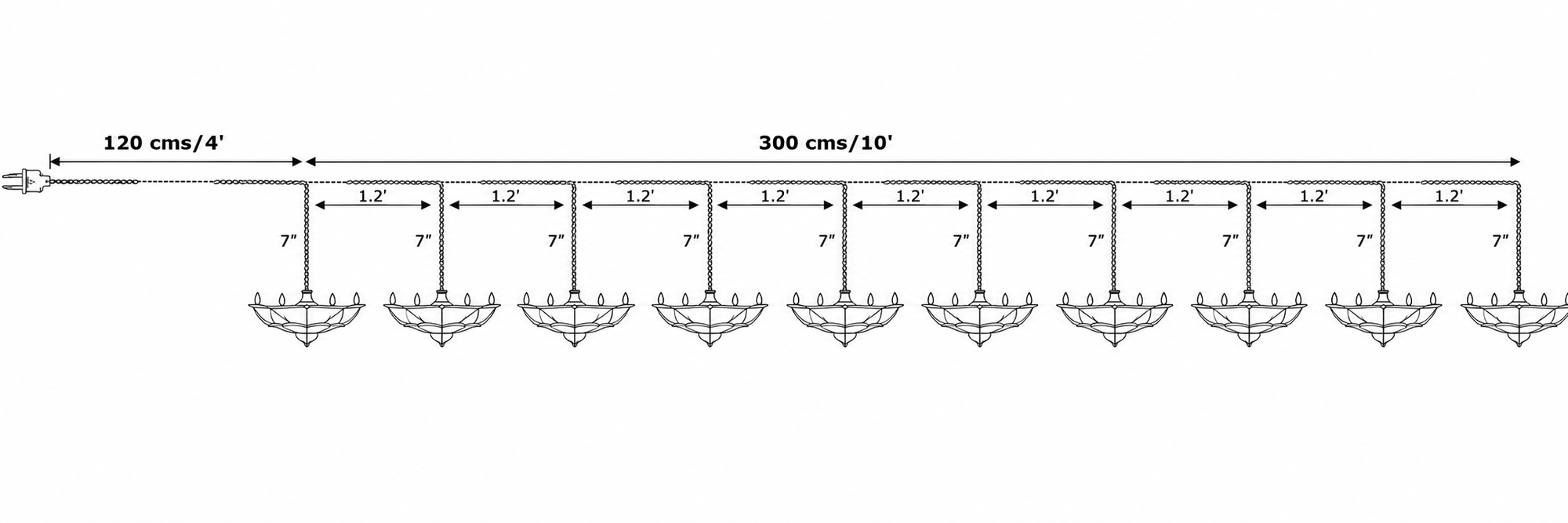 Hanging Diya String Lights - Set of 10 | Festive Warm Glow