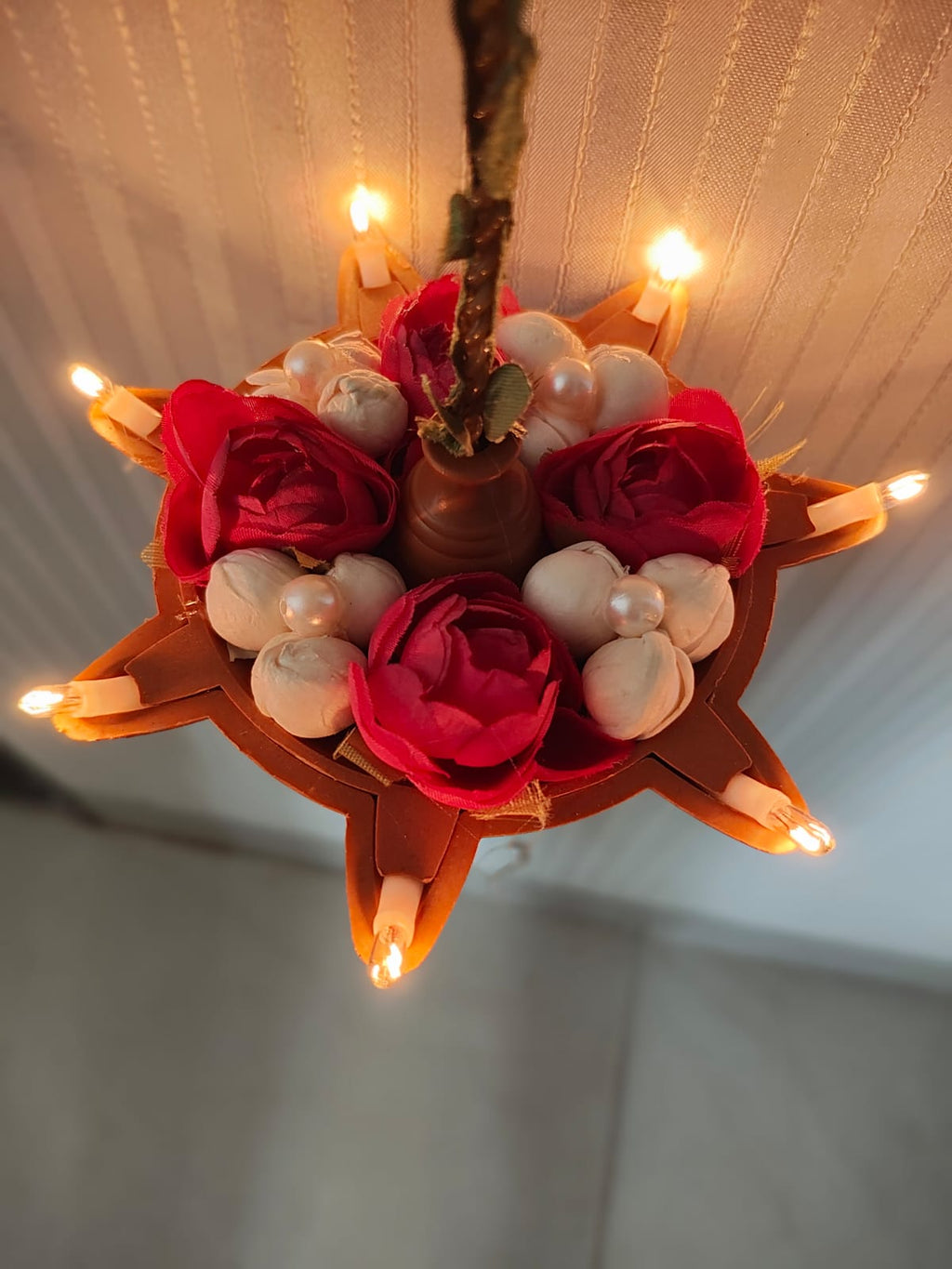Rose Pearl Hanging Diya