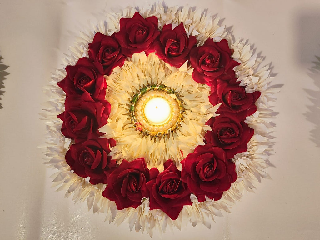 Rose Gajra rangoli
