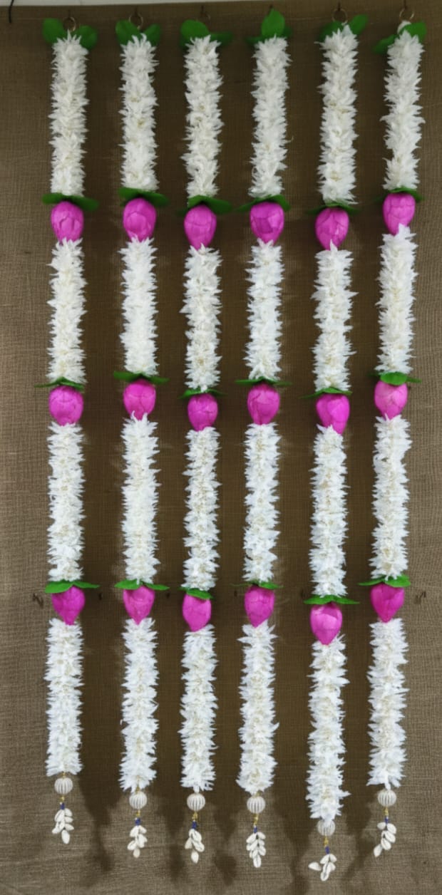 Gajra Lotus Hanging Garlands – Set of 6