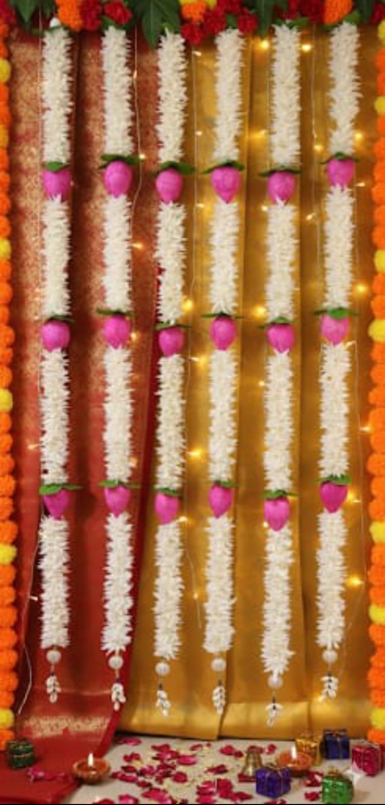 Gajra Lotus Hanging Garlands – Set of 6