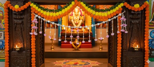 Pink Flower Moti Toran | Handcrafted Pearl Door Hanging