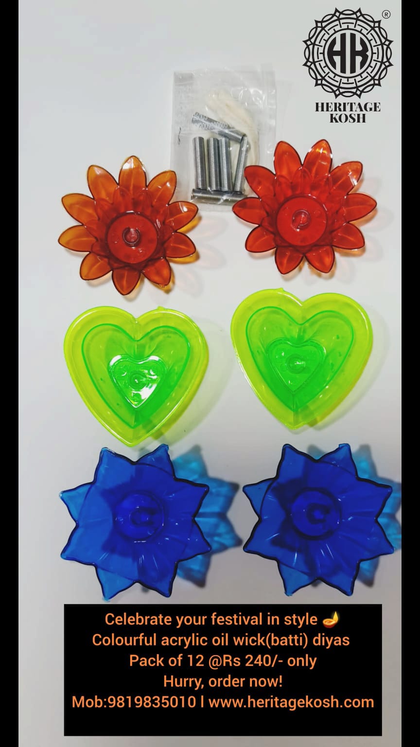 Acrylic Diyas (Set of 12)