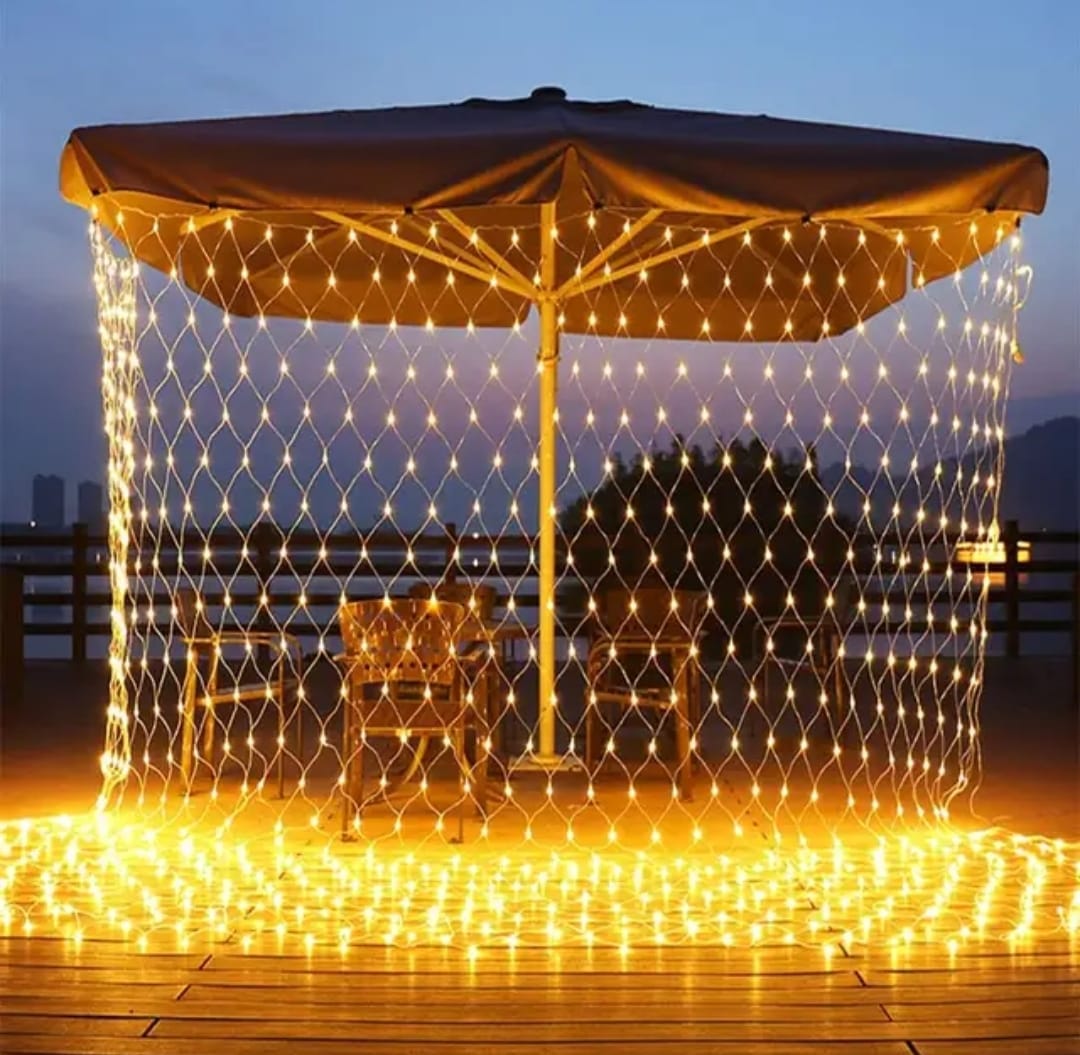 Decorative net curtain string lights for garden and patio