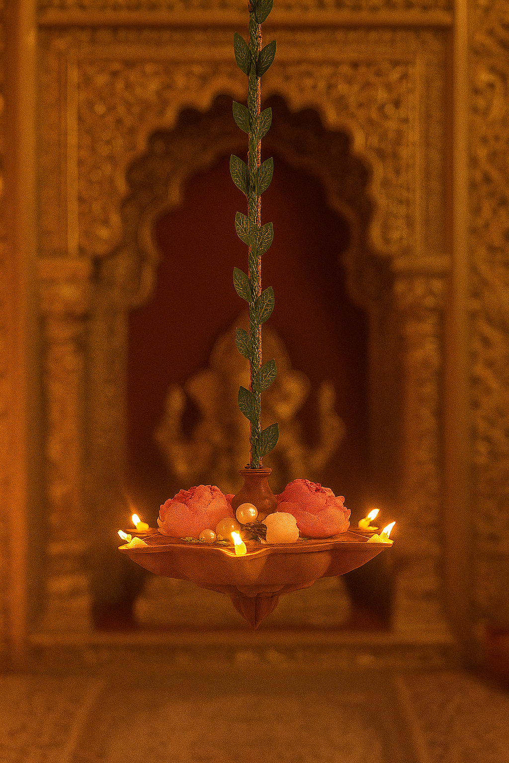 Rose Pearl Hanging Diya