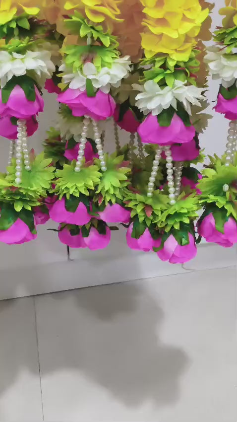 Multicolour Artificial Flower Garland Pair – 6 ft
