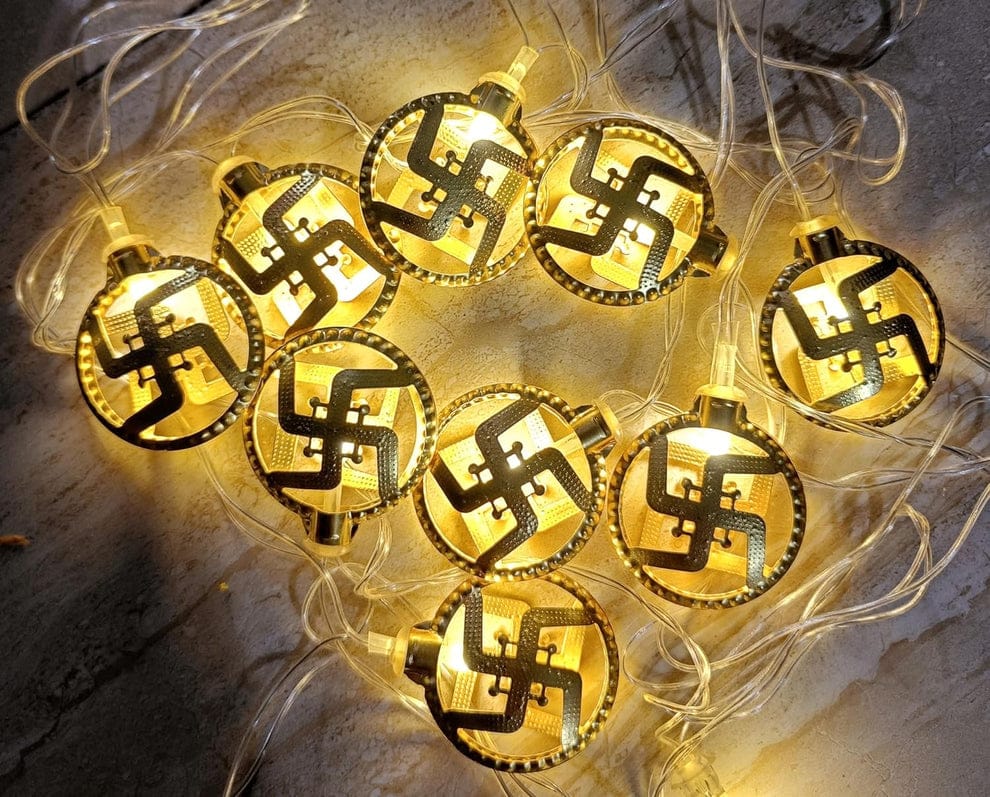 4 metre Swastik metal LED string lights for Diwali decoration